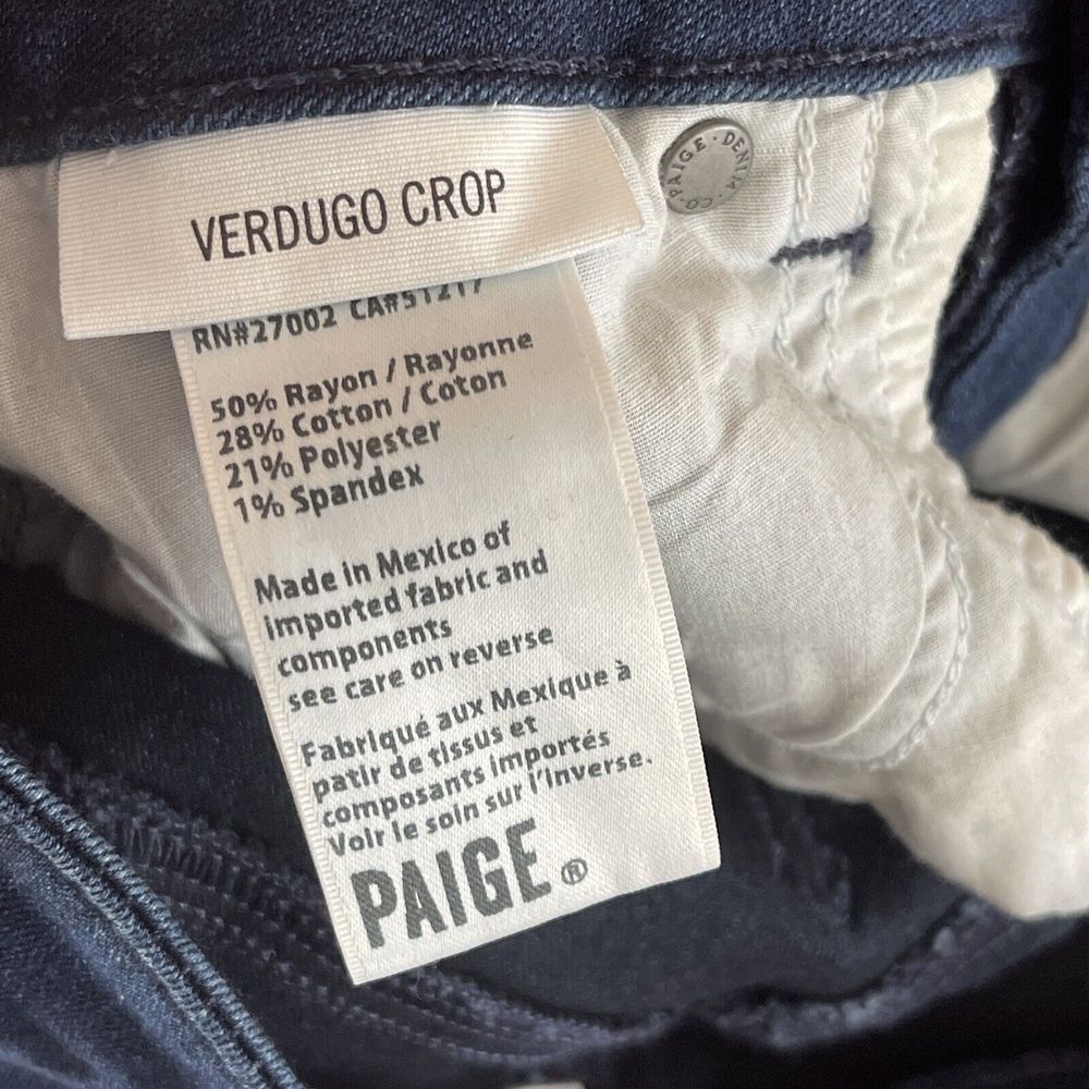 PAIGE Denim Verdugo Crop Skinny Stretch Jeans Never Worn Womens Size 27 - Picture 3 of 16